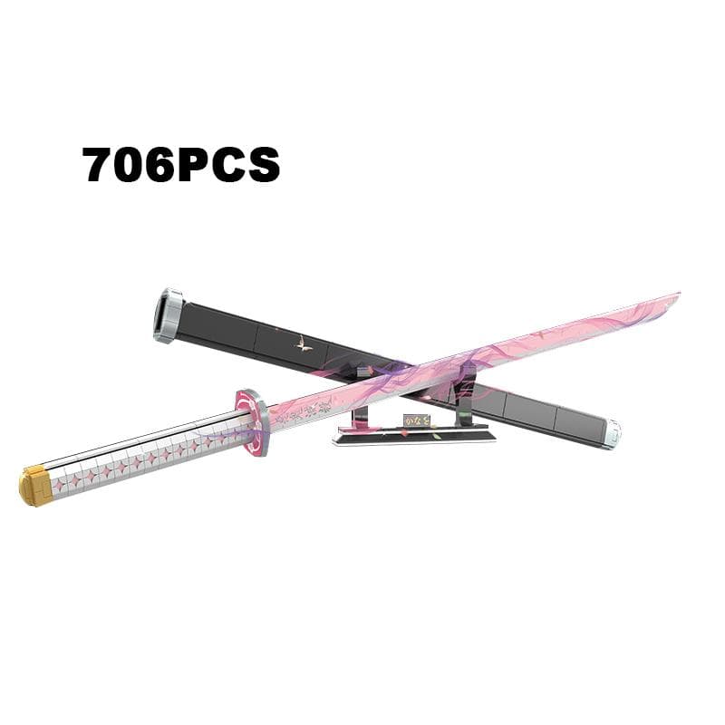 706PCS Demon Slayer Tsuyuri Kanao Sword Anime Ninja Building Blocks Knife Weapon Toy Katana Model Assemble Bricks Gifts for Kids
