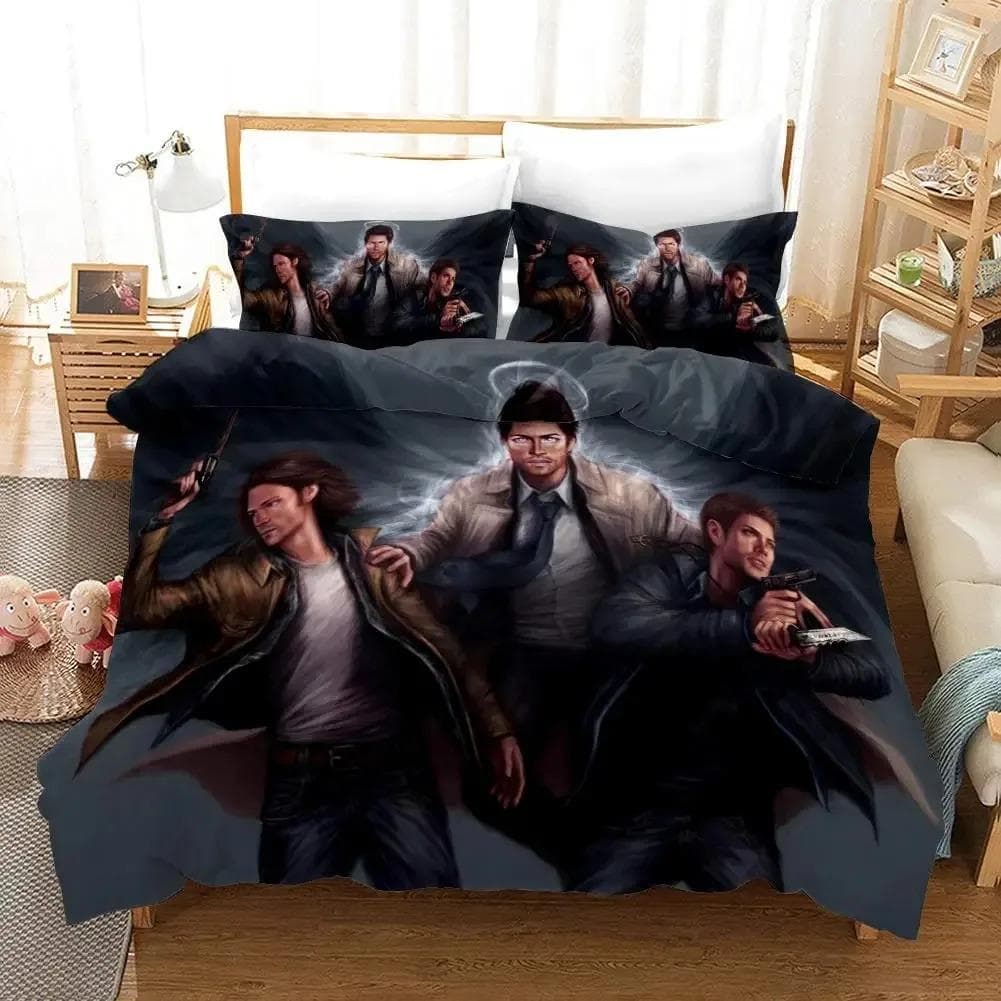 Supernatural Bedding Set Boys Girls Twin Queen Size Duvet Cover Pillowcase Bed Boys Adult Fashion Home Textileextile EU single(135x200cm)