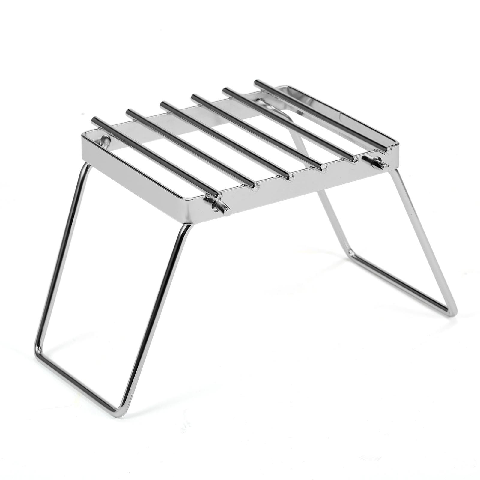 Multifunctional Folding Campfire Grill Portable Stainless Steel Camping Grill Grate Gas Stove Stand silver