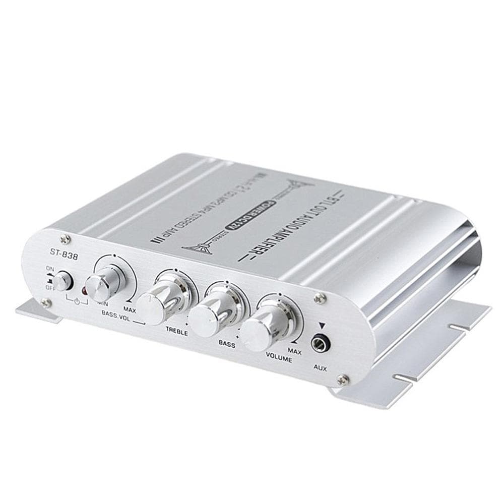 Mini Digital Hi-Fi Power Amplifier 2.1CH Subwoofer Stereo Audio Player Car Motorcycle Home Power silver