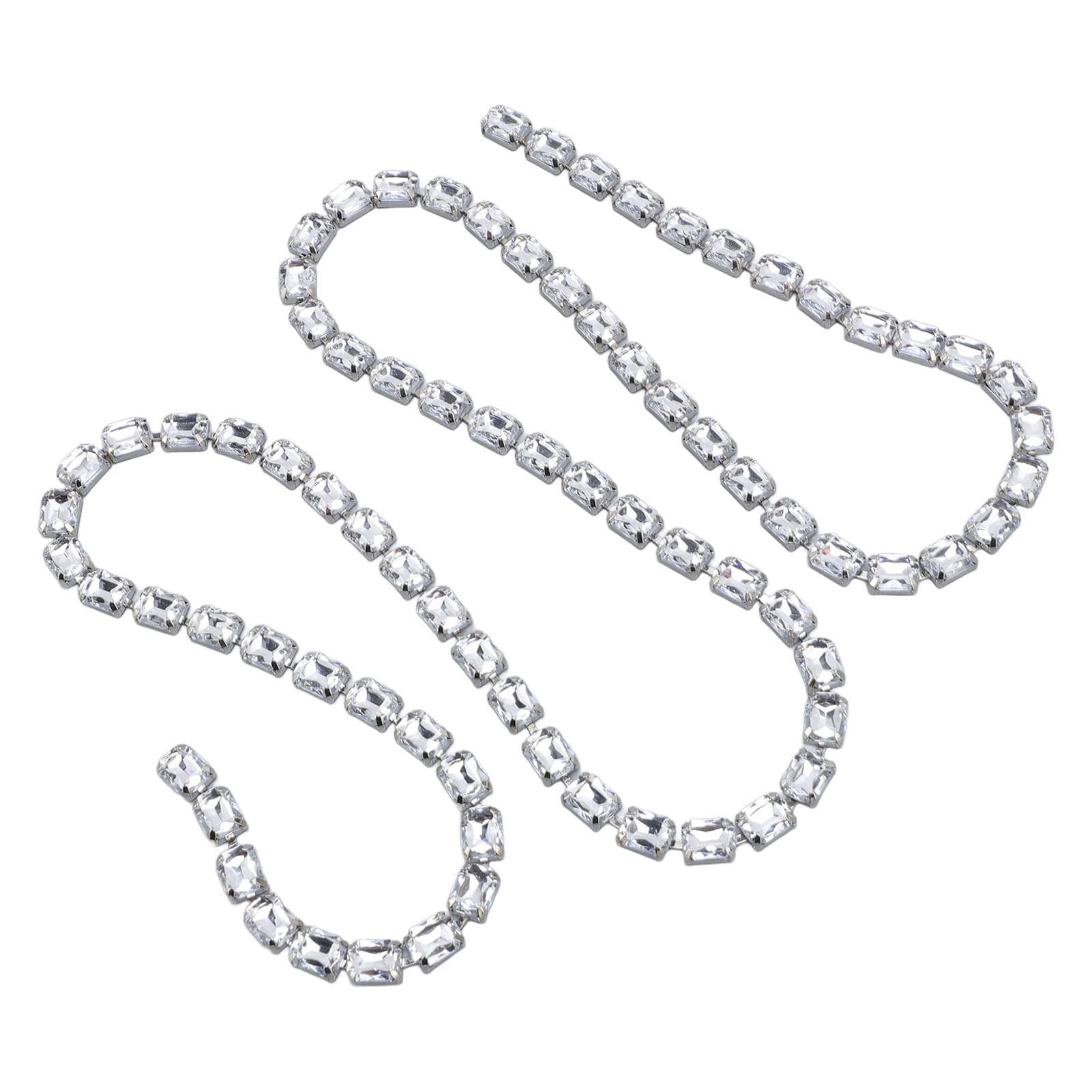 Rhinestone Chain Acrylic Handmade Rectangular Shaped Crystal Strap Decor for Necklaces Bracelets