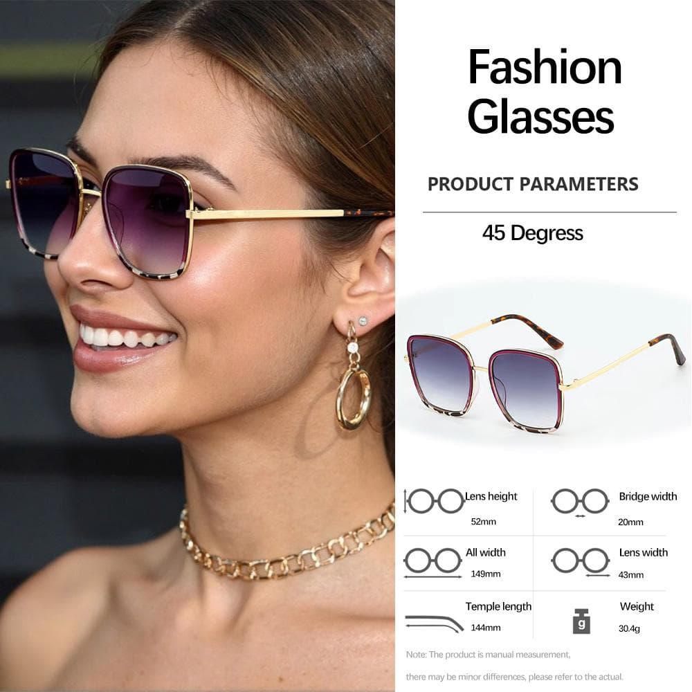 Light Luxury Sunglasses for Women Men Square Large Frame Metal Decoration Fashion Glasses Daily Styling
