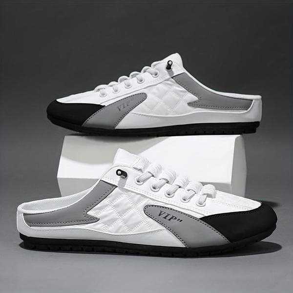 Men's Slippers Summer Casual Slip-On Mules Lightweight Breathable Walking Shoes Lazy Comfy Slip-On Half Slippers Flats Slippers Casual Slippers 42 white