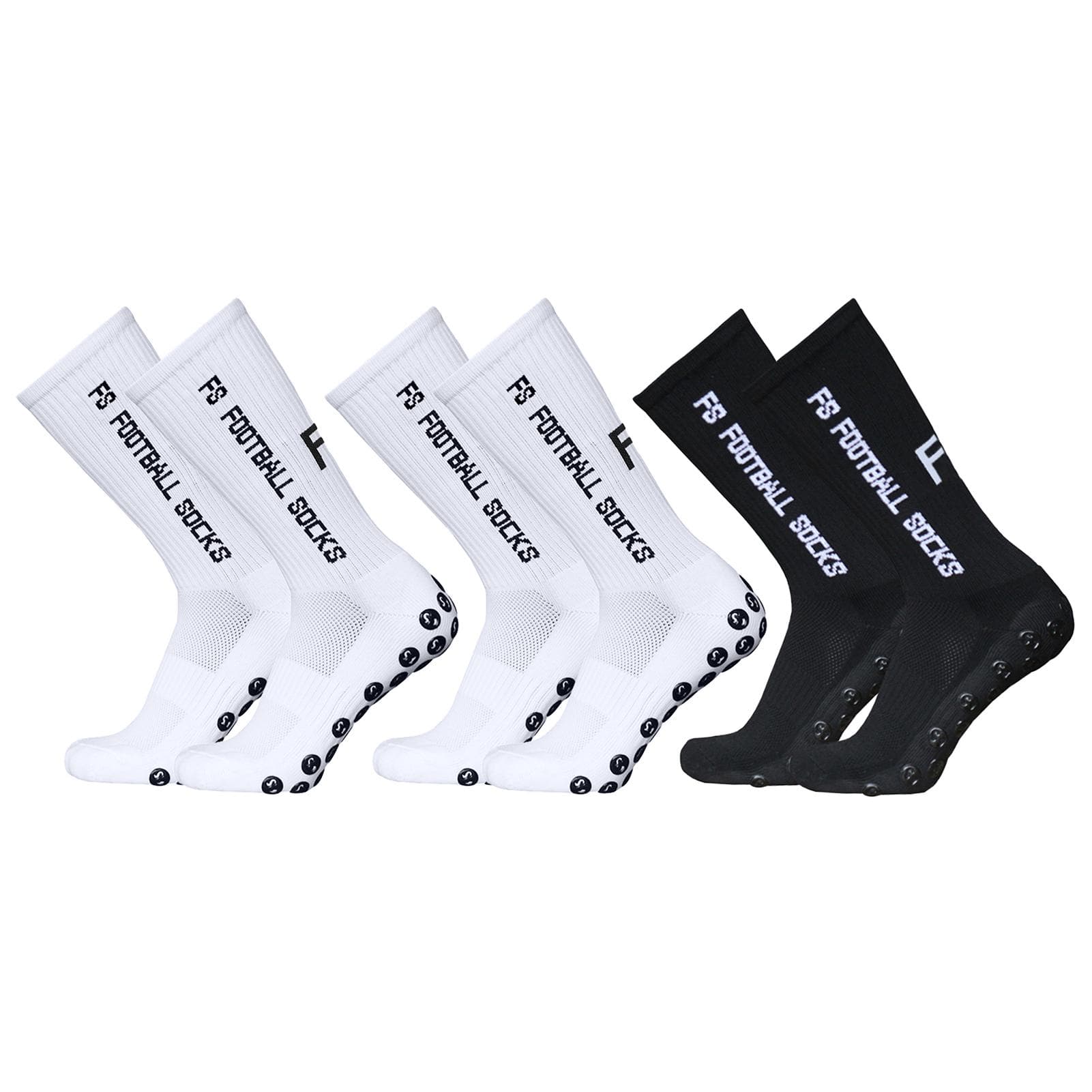 3 Pairs Outdoor Sports Running Socks Stretch Socks Athletic Football Soccer Socks Anti Slip Socks black/white