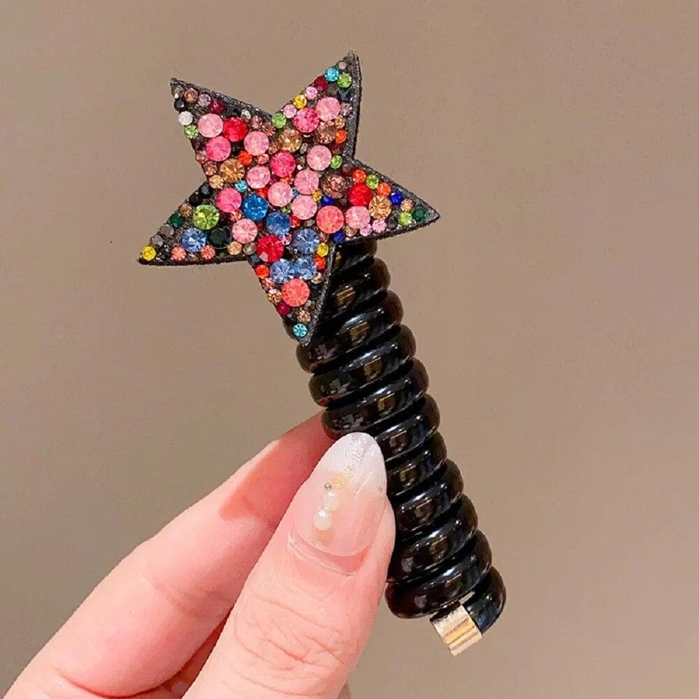 1Pcs Rhinestone Star Hair Tie Ponytail High Elastic Durable Scrunchies Hair Bands For Girl Hair Ropes Hair Accessories multicolour