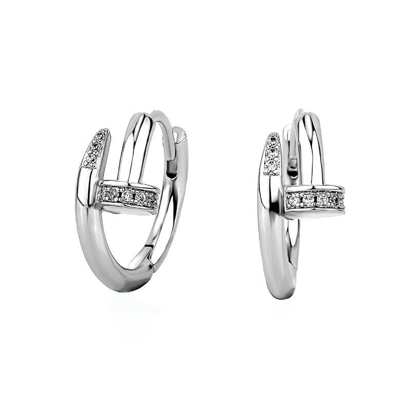 Flash Diamond Nail Earrings Women's New Niche Design Temperament Earrings Ear Hole Earrings