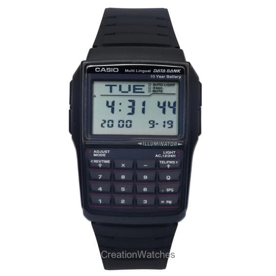 Refurbished Casio Digital Data Bank 5 Alarm Multi-Lingual DBC-32-1ADF DBC-32-1A Men's Watch