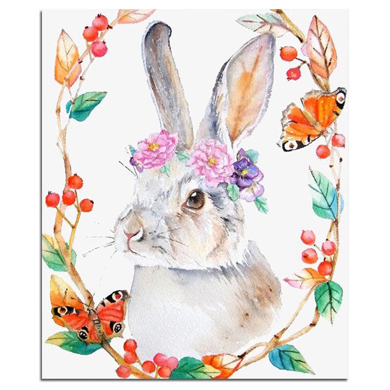 5D DIY Diamond Painting Rabbit Full Round Garland Butteryfly Diamond Embroidery 20X30CM