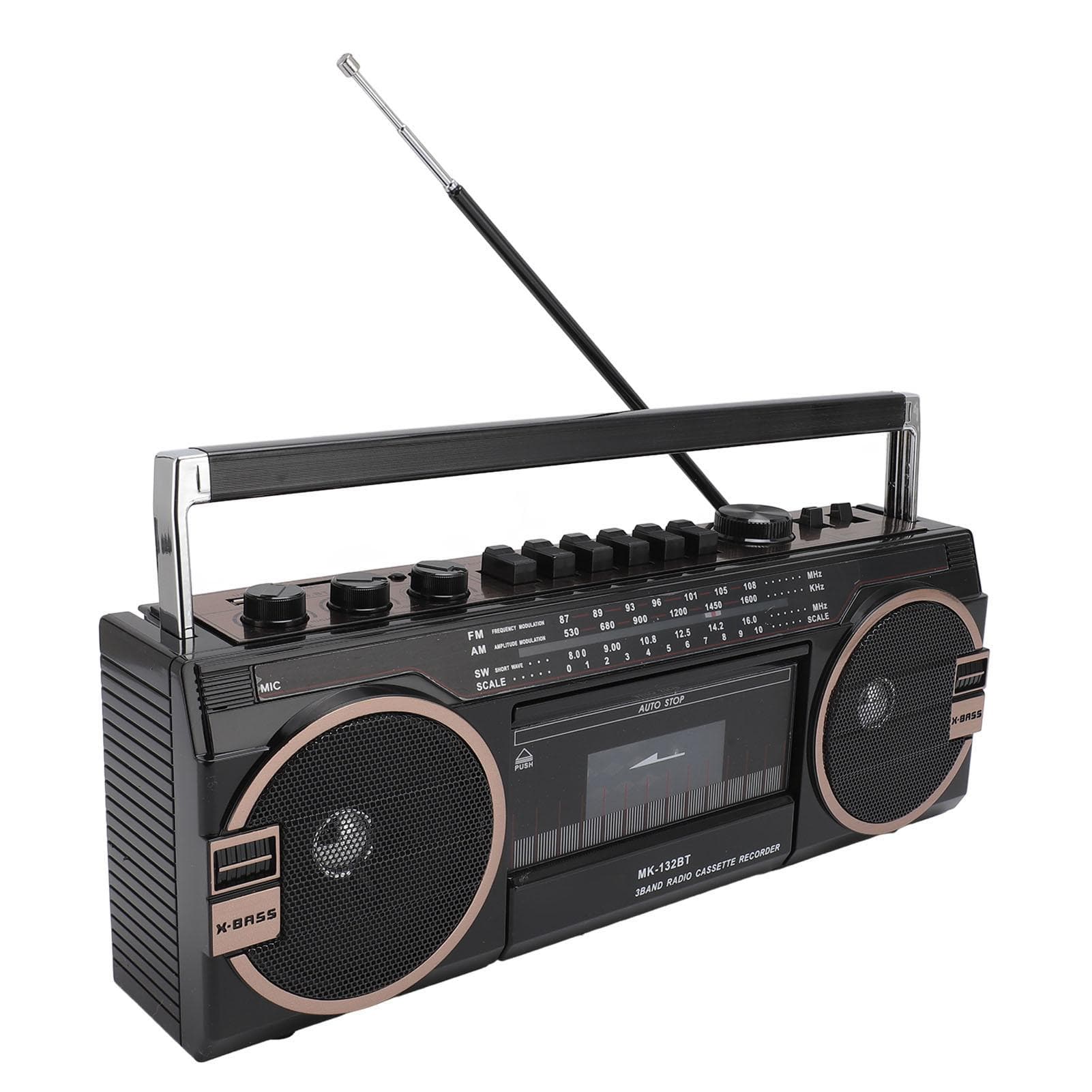 AM FM SW Cassette Player Bluetooth Vintage Great Sound Quality USB Port 3.5mm Aux In Tape Recorder EU Plug black