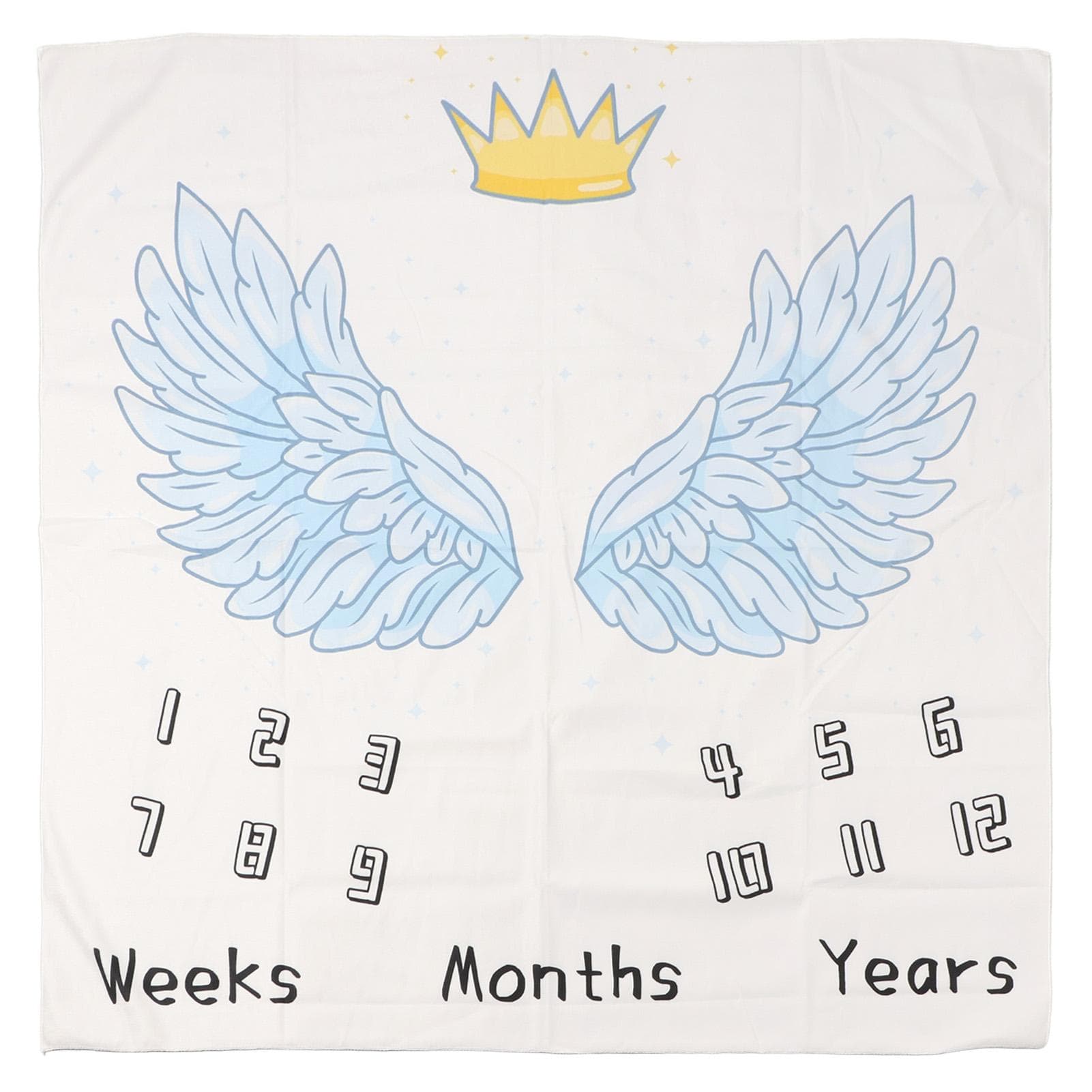 Baby Milestone Blanket Soft Comfortable Washable Crown and Wings Pattern Baby Month Blanket for