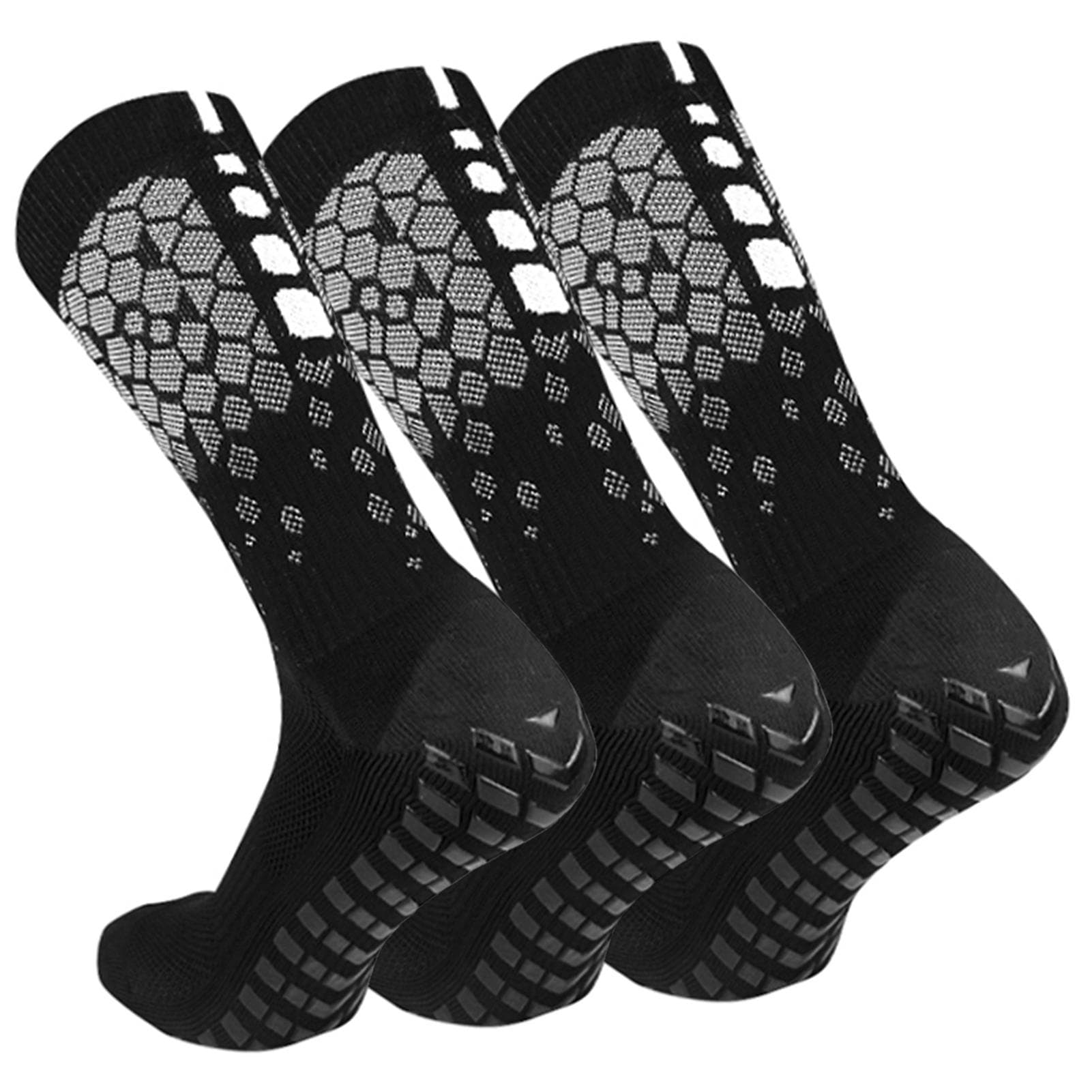 3 Pairs Non-Slip Football Socks for Men and Women Breathable Athletic Socks with Grippers for 3 pairs black