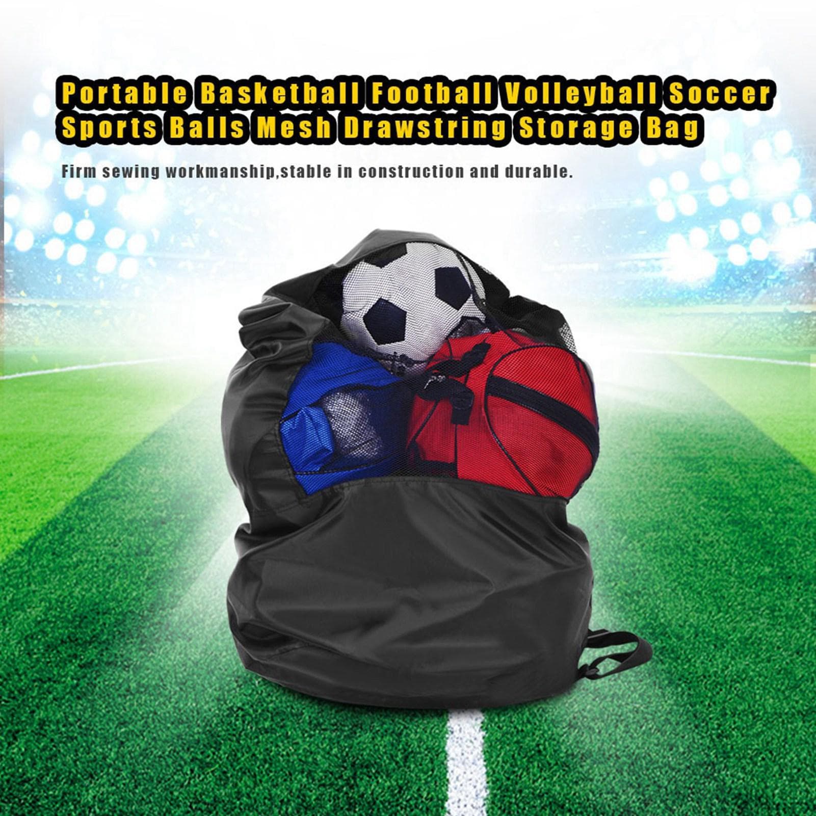 Portable Basketball Football Volleyball Soccer Sports Balls Mesh Drawstring Storage Bag