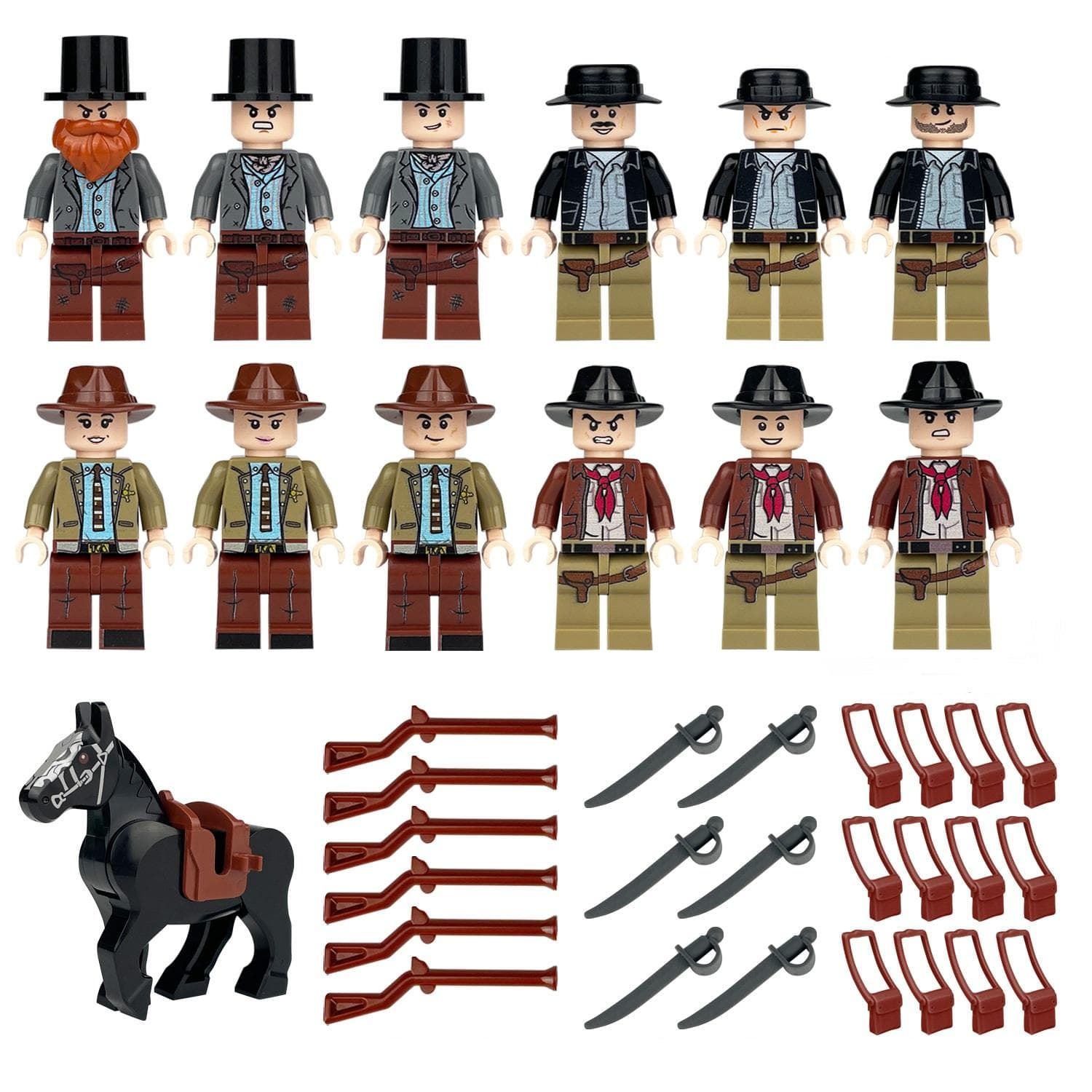 Cowboy Horse Minifigurine Accessories MOC Building Blocks Bricks Toys