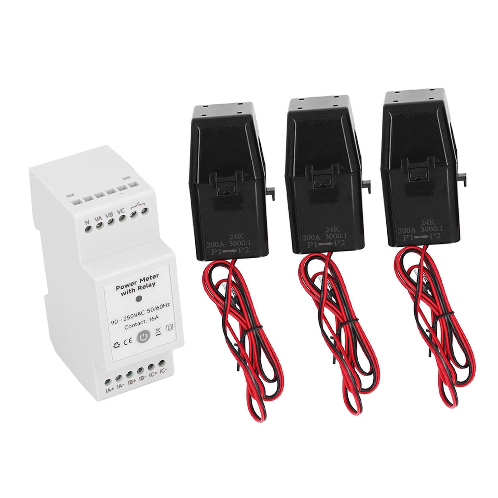 WiFi Smart Energy Meter with 3 200A Clamp Current Transformer 3 Phase 4 Wire KWh Power Meter for