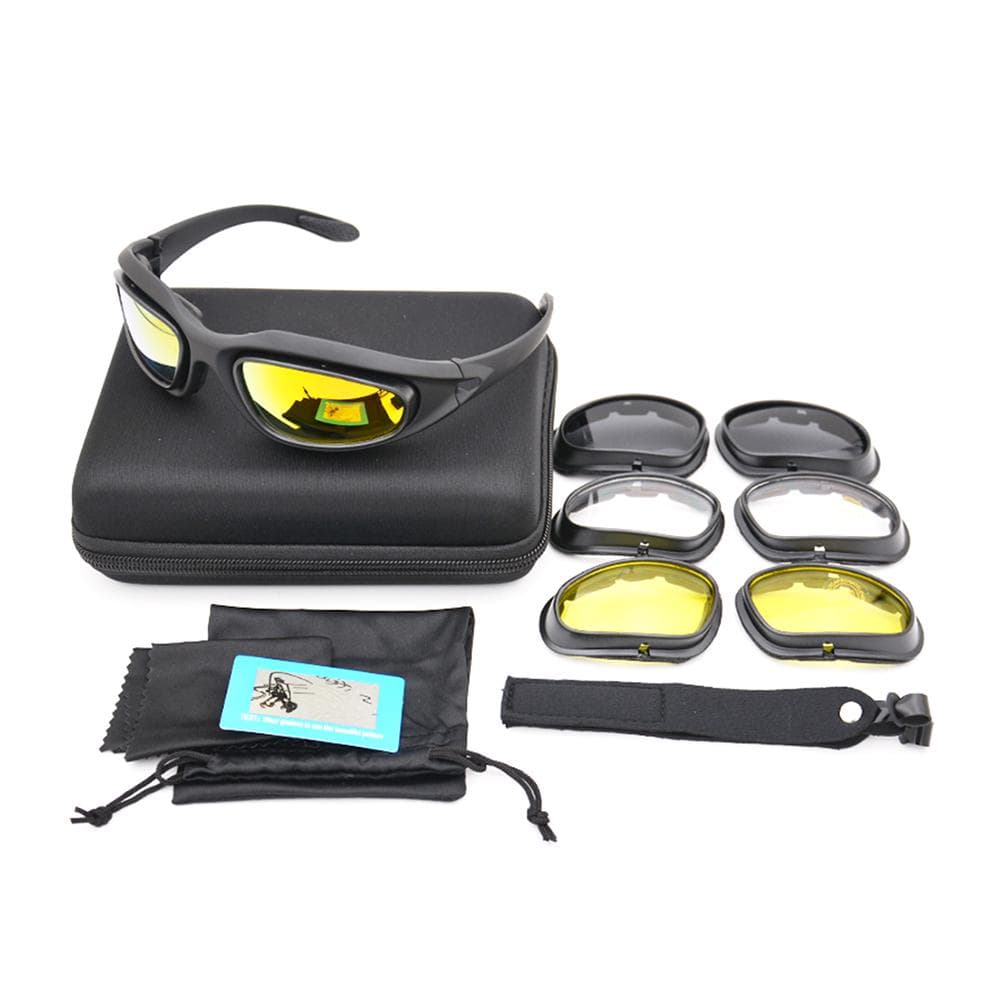 Polarized UV400 Tactical Goggles C5 Shooting Glasses 4 Lens Kit Outdoor black
