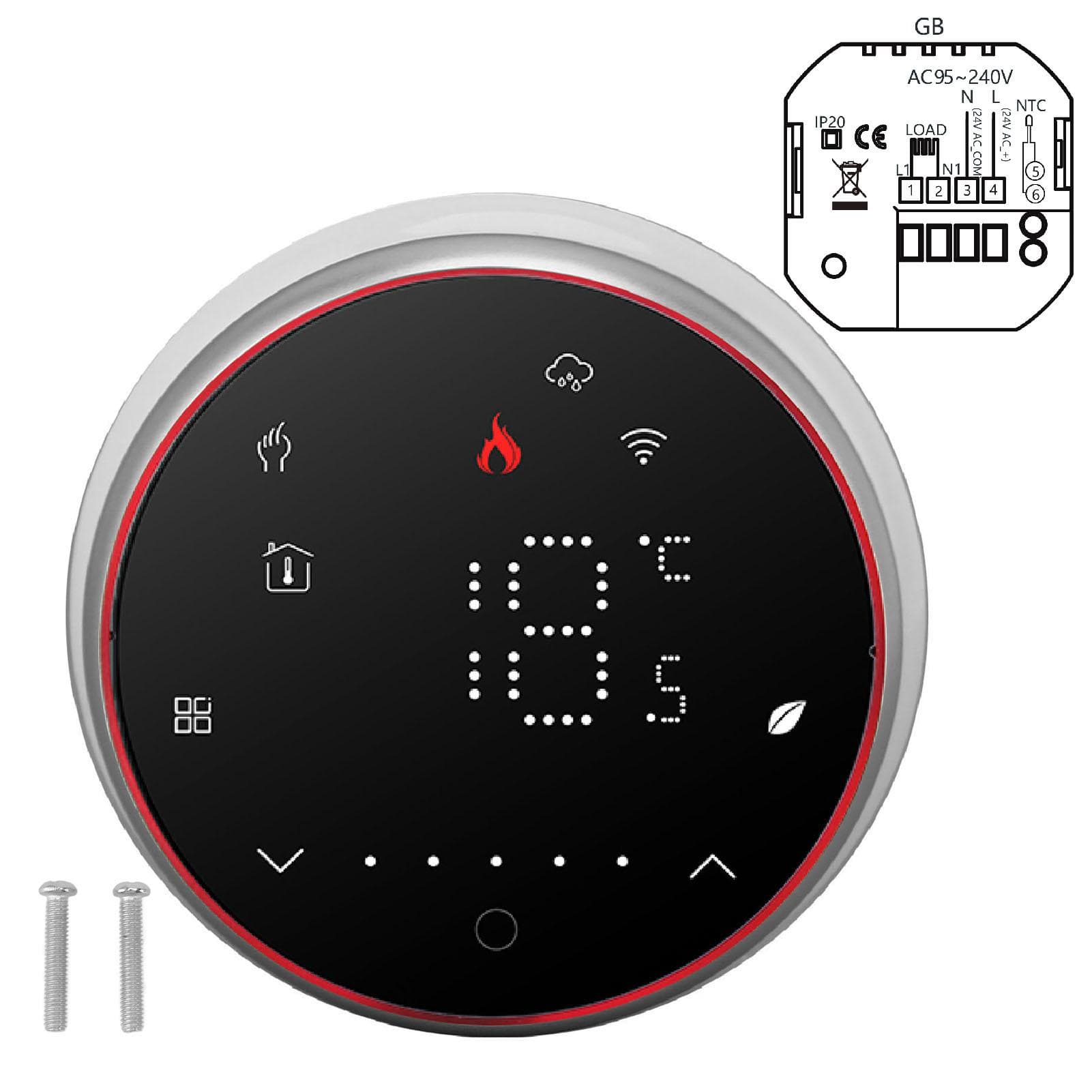 Wireless Smart Thermostat Accurate Programmable WiFi Thermostat Voice APP Control for Electric black