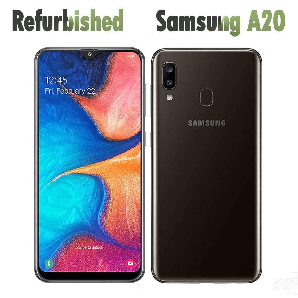 Refurbished Samsung Galaxy A20 A205U Single SIM / A205F Dual SIM 3GB RAM 32G ROM Mobile Phone With Single SIM/Dual SIM A205F Simple Set black