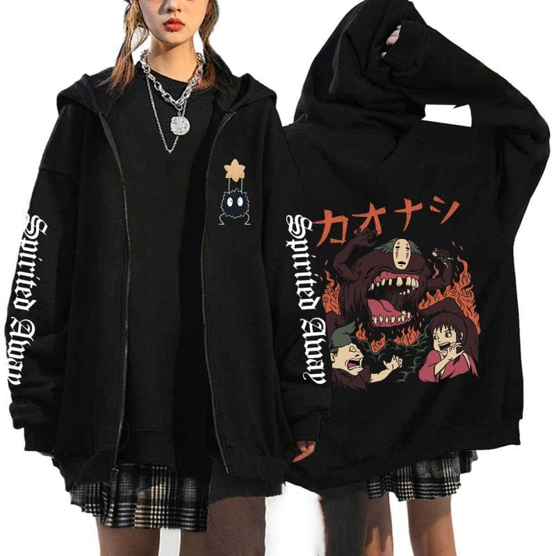 Anime Totoro Sweatshirts Men and Women Zipper Jackets Hooded Sweatshirts Casual Hip Hop Zip Up Hoodie M