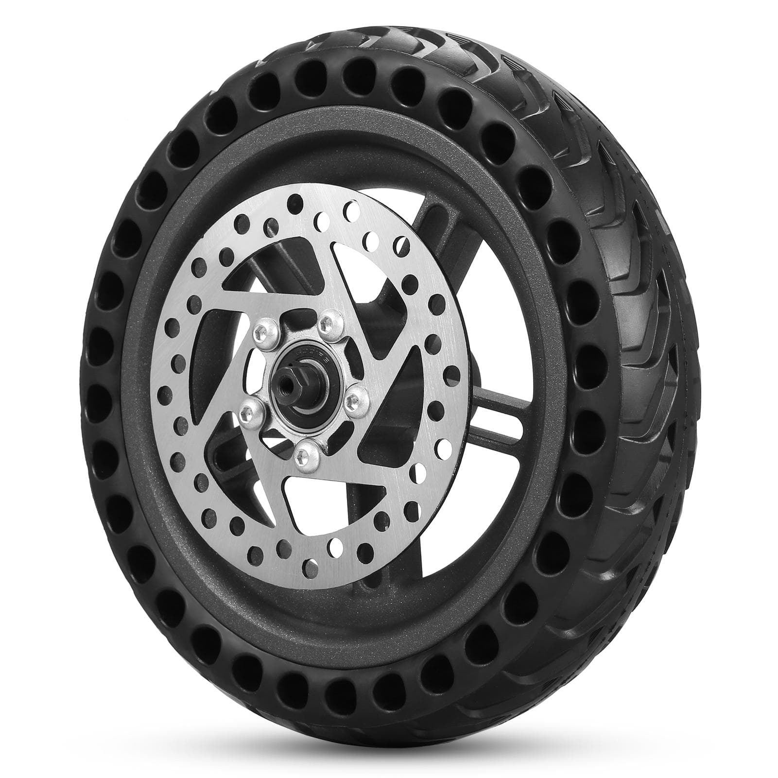 Electric Scooter Rear Tire with Wheel Hub Disc Brake Set 8.5 inches Solid Electric Scooter Wheel black