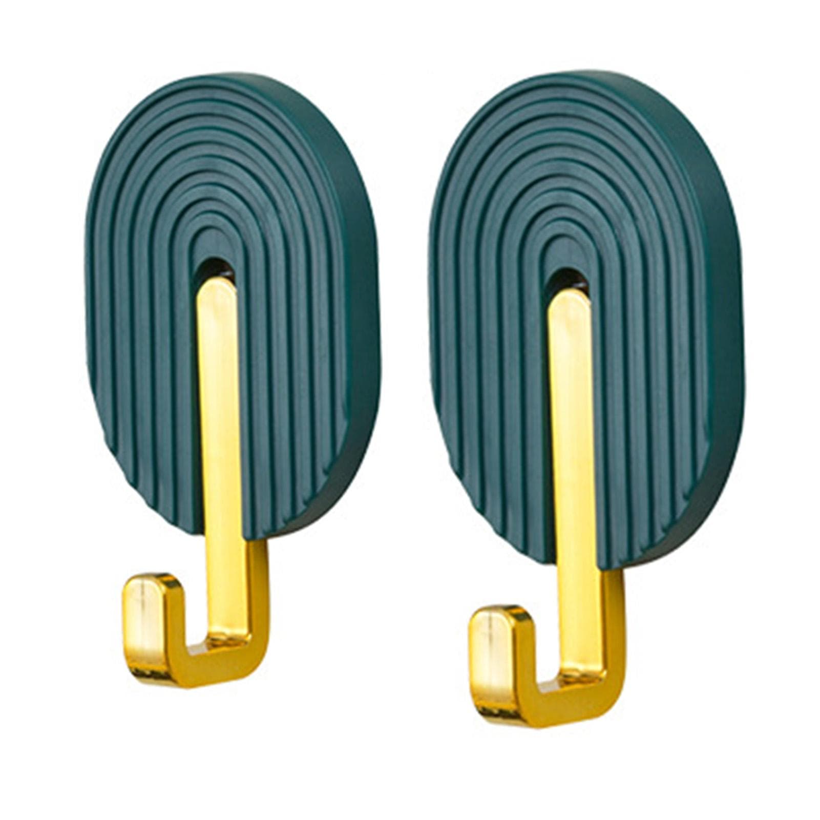 2pcs Towel Hook Self Adhesive Hooks Wall Hooks Stick for Bathroom Kitchen Strong Adhesion High dark green