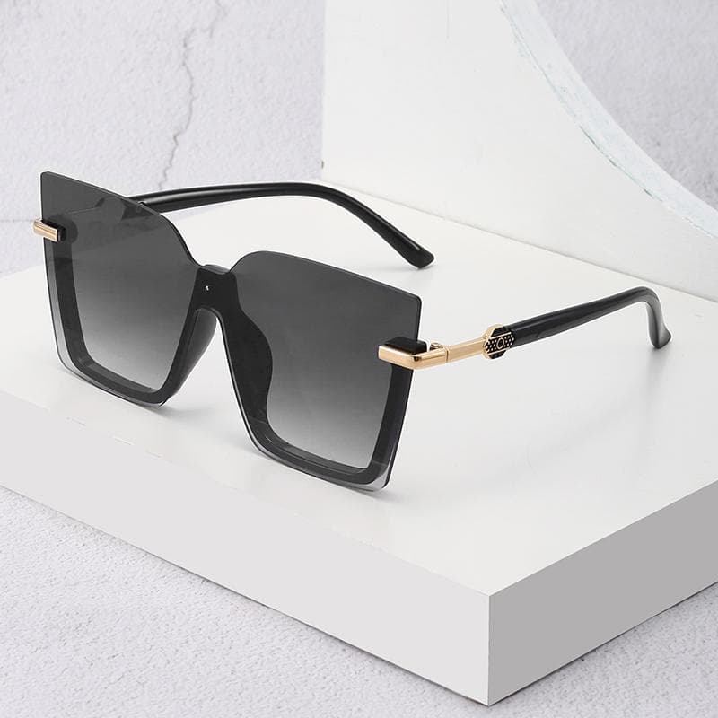 Trendy Hollow Out Square Sunglasses for Women Men Streetwear Large Frame Eyewear Goggles One-piece Fashion Glasses