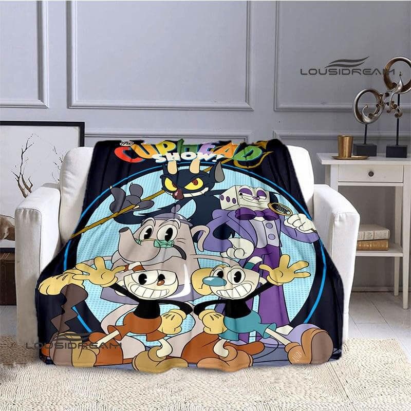 Cuphead Anime Printed Blanket Children's Warm Beautiful Blanket Flannel Soft and Comfortable Blanket Home Travel Birthday Gift 150x200cm