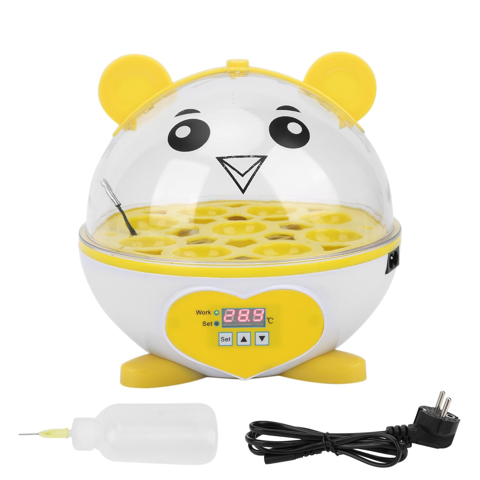 SemiAutomatic Incubator Household Small 9 Eggs Incubator for Chicken Duck Bird Pigeon Quail (Pink ) yellow