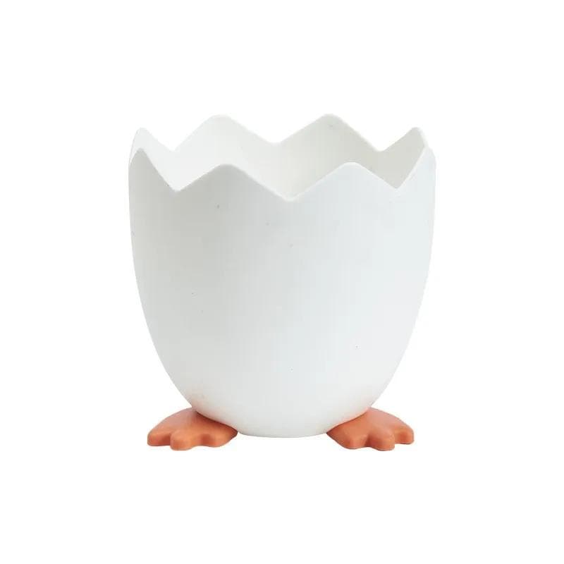 Kawaii Eggshell shape Pen Pencil Pot Pen Holder Stationery Storage Container Desk Organizer Cosmetic Storage Makeup Brush Bucket white