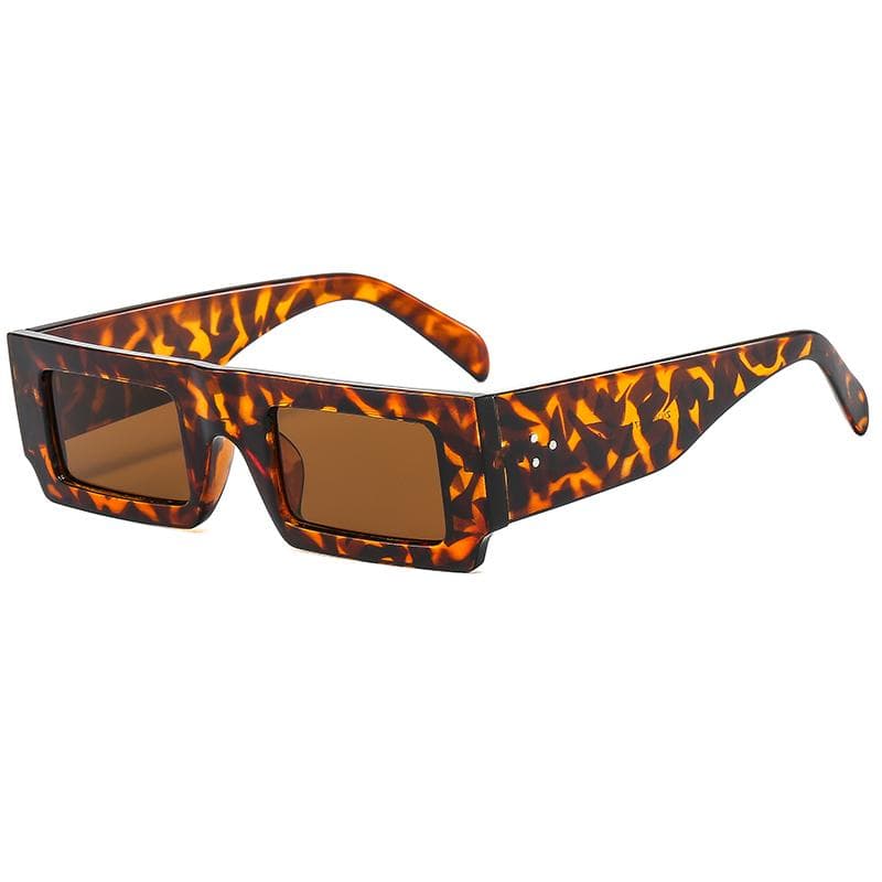 Small Rectangle Sunglasses Men Women Candy Colorful Green Sun Glasses Vintage Rivets Retro Eyewear show as picture