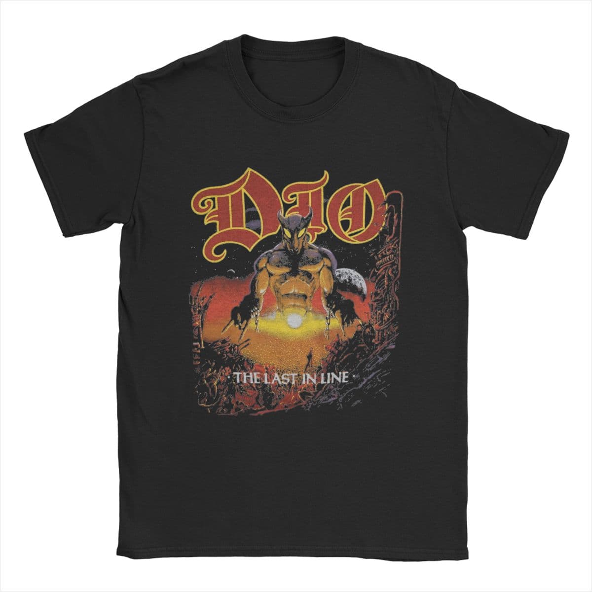 Unique Dio The Last In Line Tour T-Shirt for Men Crew Neck 100% Cotton T Shirt Short Sleeve Tee Shirt Plus Size Clothing XL black