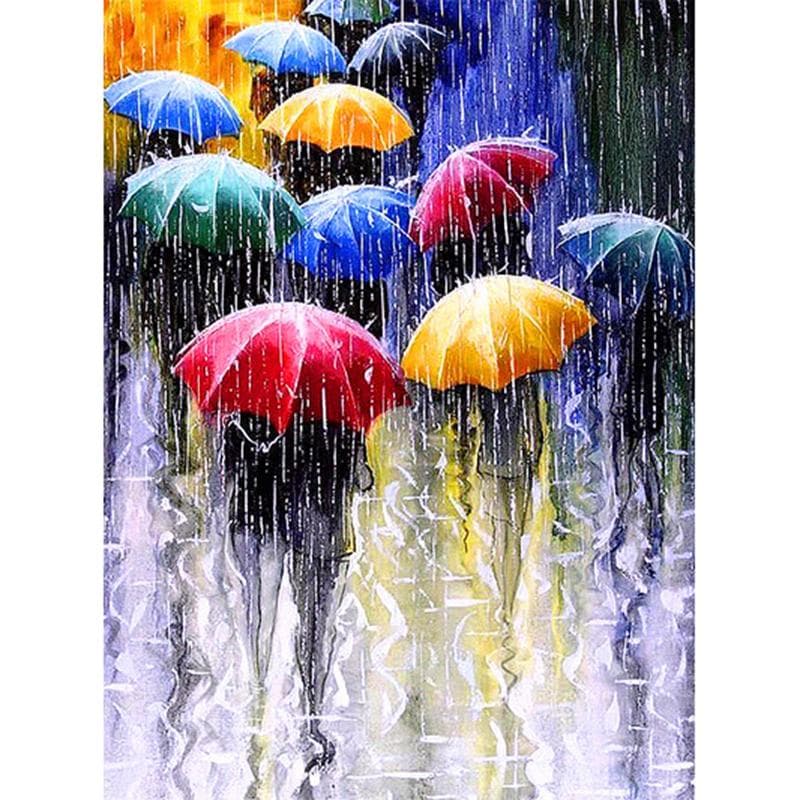 5D DIY Diamond Painting Street Diamond Embroidery Rain Umbrella Picture Of Rhinestone Decor Home 20X30CM