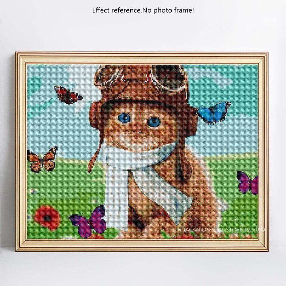 Diamond Embroidery Sale Cat Full Round Diamond Painting Animal Mosaic Picture 20X30CM