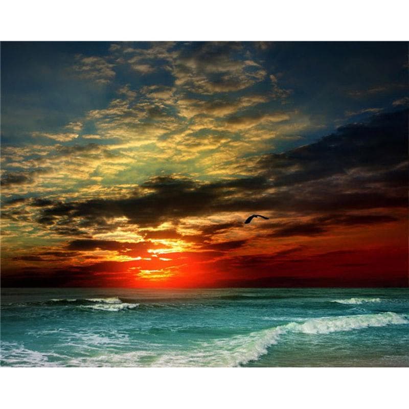 diamond embroidery full diamond embroidery Sunset sea 20X30CM