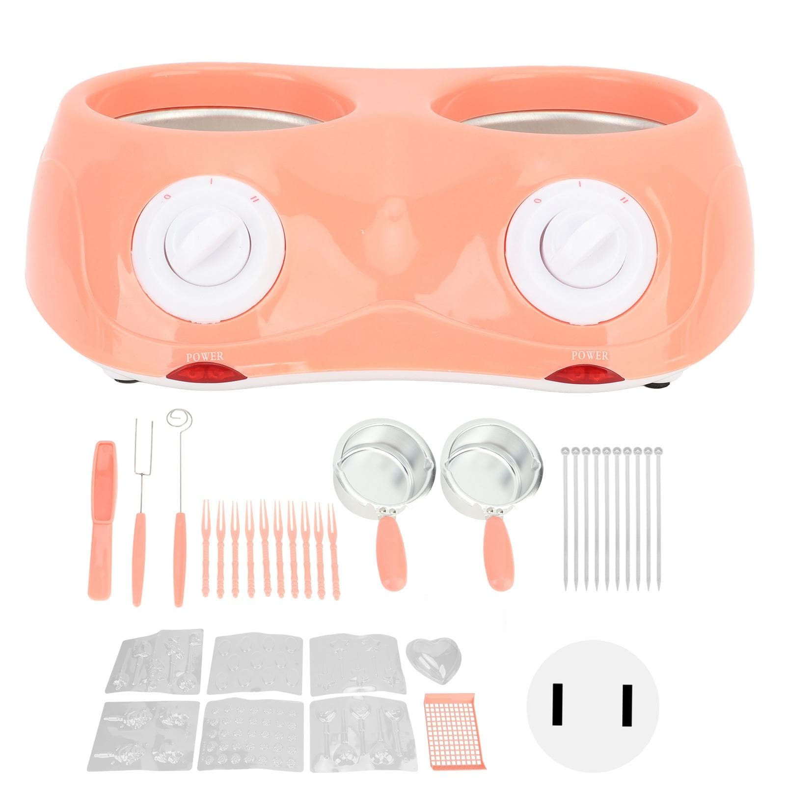 Chocolate Melting Pot Electric Chocolate Fondue Melting Machine with Double Pot Kitchen Tool EU L pink