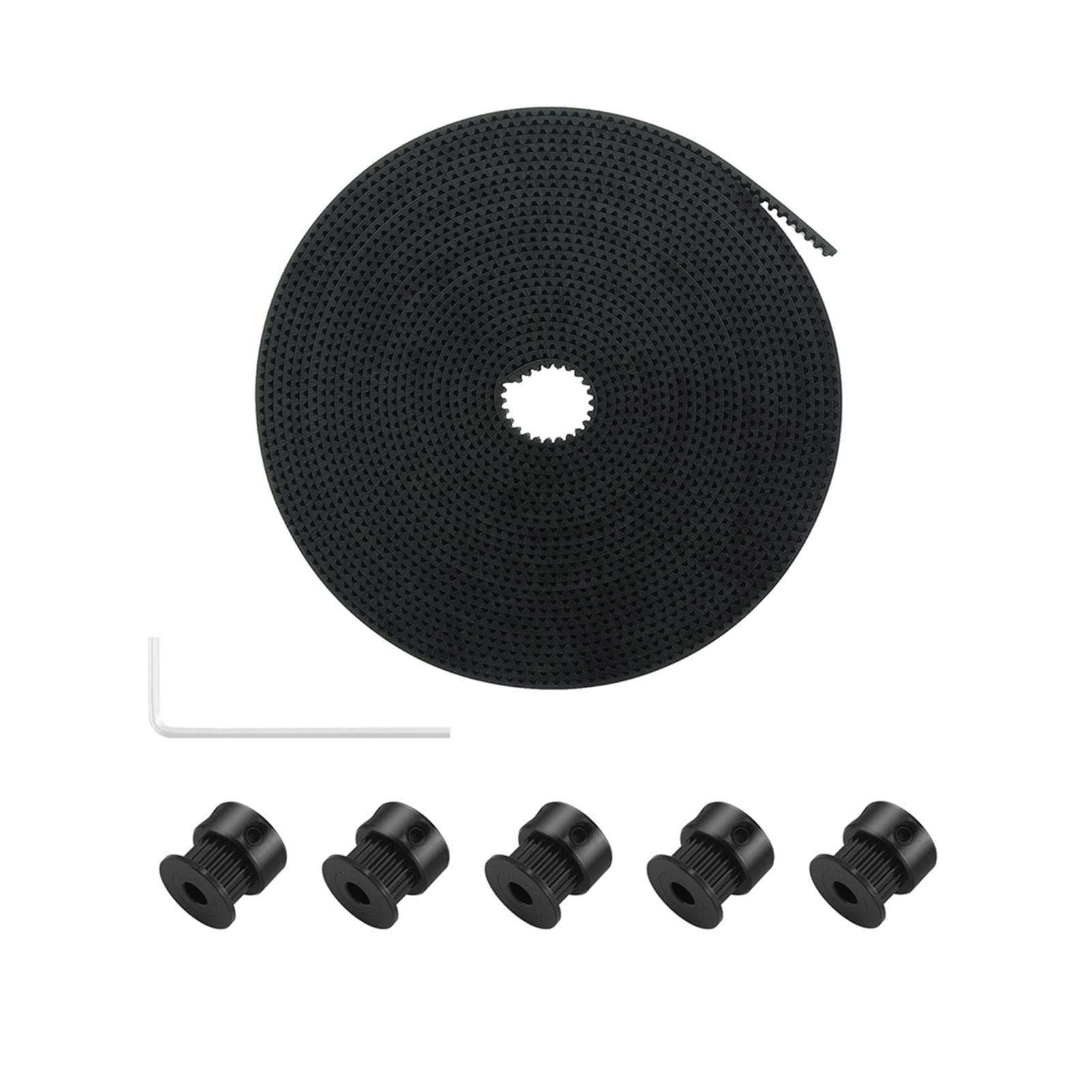 2 Meters GT2 Timing Belt 6mm Width with 5pcs GT2 20 Teeth Pulley Wheels 5mm Bore Allen Wrench for 5 Meters Timing Belt