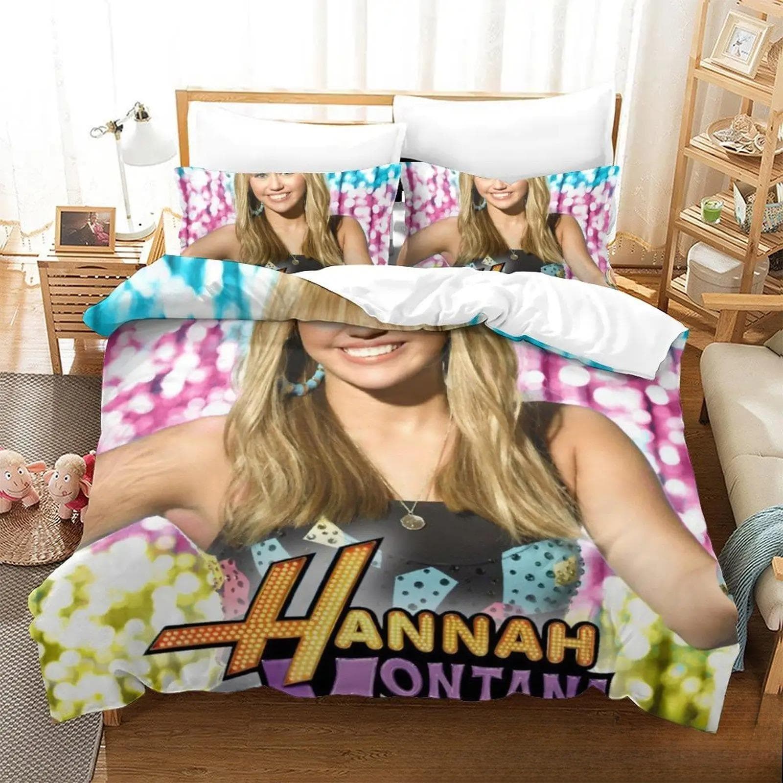 3D Print Hannah Montana All Season Duvet Cover Bedding Comforter sets Soft Quilt Cover and Pillowcases Single/Double/Queen/King 135x200cm 2pcs