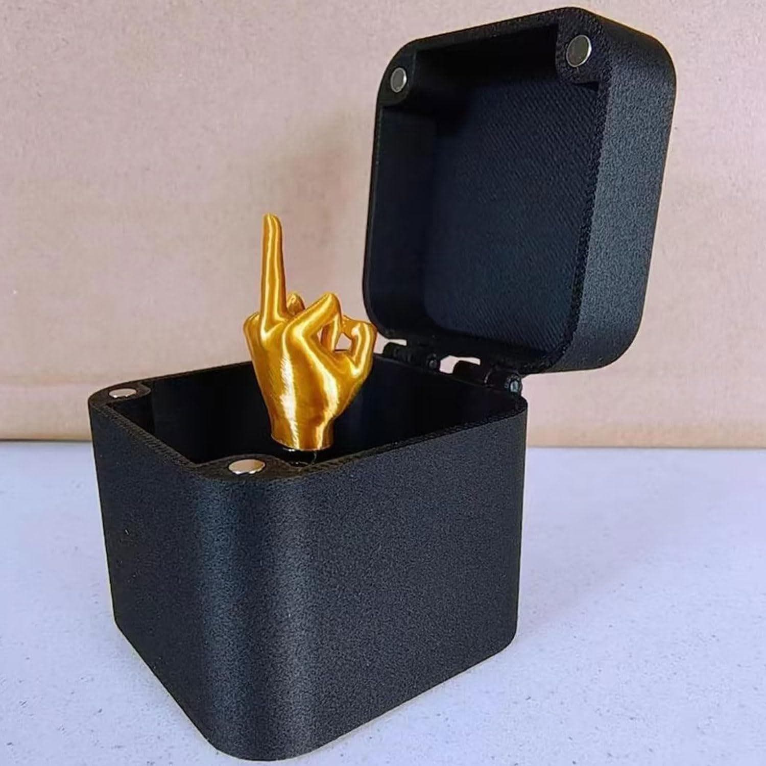 Middle Finger Surprise Gift Box,Annoying Gift Box with Middle Finger Black Ring Box,Christmas Fun Prank Gift for Office Desk Small