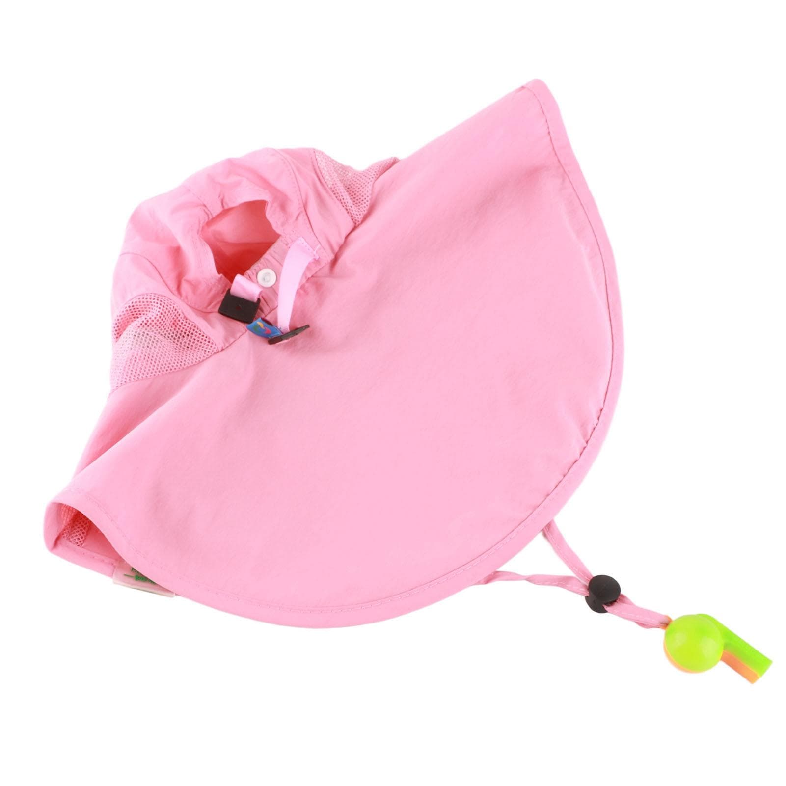 Girls Sun Hat UV Protection Cute Cartoon Print Large Brim Kids Beach Play Cap for Summer Pink
