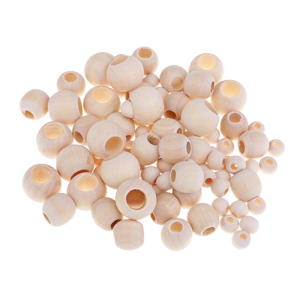 220 Pack Mixed Size Natural Wood Wooden Beads Large Hole Loose Spacer assorted