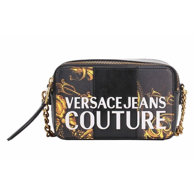 Versace Jeans Couture Baroque Style Retro Chain Letter Logo Color Block Leather Storage Bag Toiletry Bag Clutch Unisex bags 71VA4B41-ZS082-G89 Basic Set (Bag+Dust Bag)