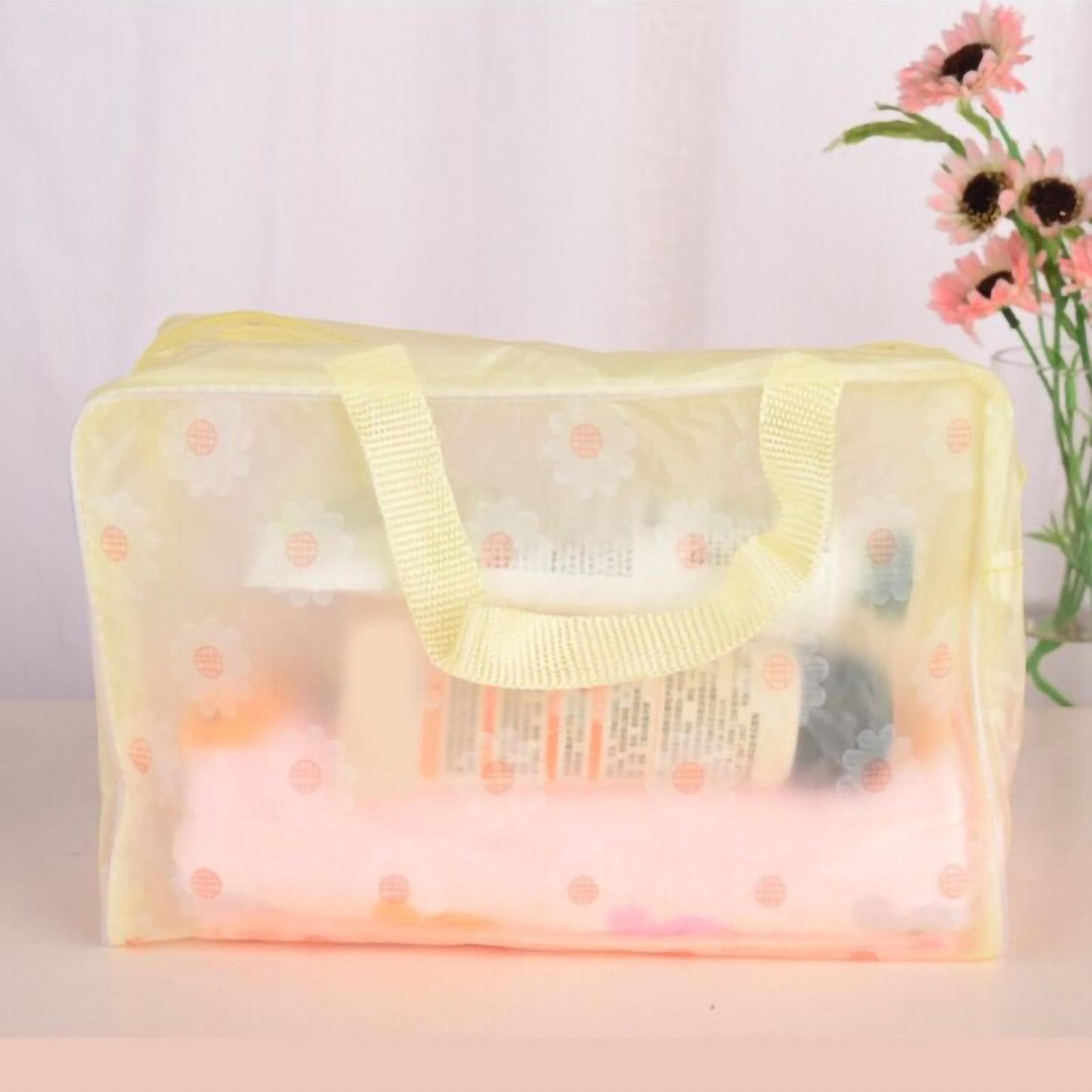 Travel Makeup Bag PVC Waterproof Cosmetic Bag Toiletry Pouch Storage Bag for Bathroom OutdoorBlue yellow