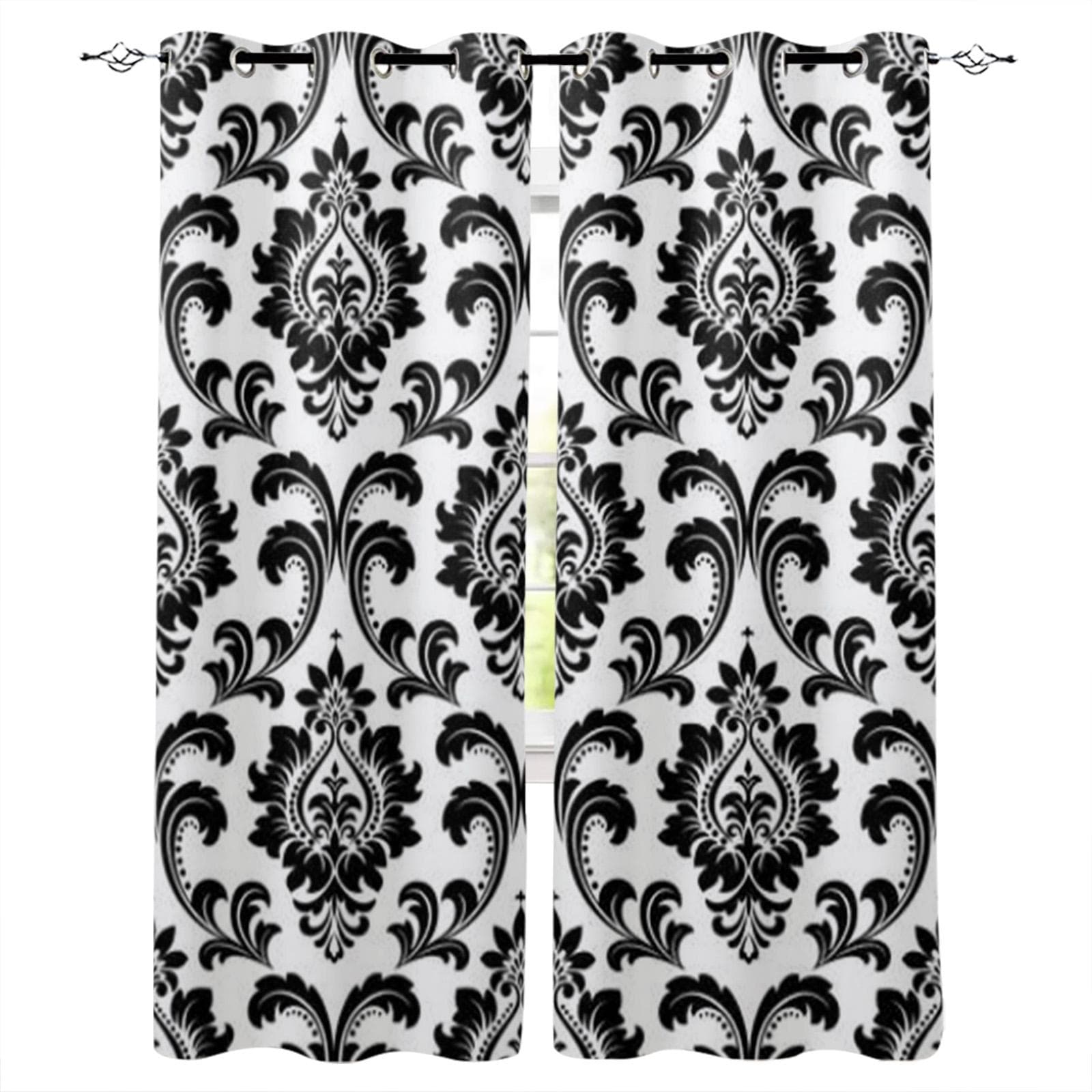 Baroque Golden Flower Leaves Gorgeous Window Curtains Scenic Curtains for Living Room Decorative Items Living Room 135W x 115H(cm)