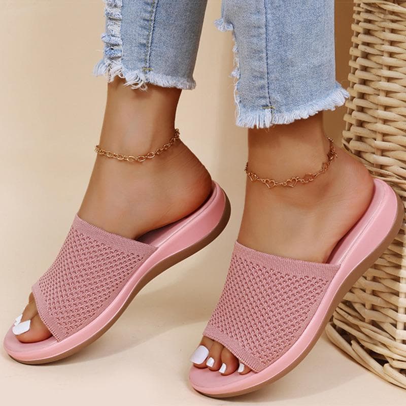 Sandals Women Elastic Force Summer Shoes Women Flat Sandals Casual Indoor Outdoor Slipper Summer Sandals For Beach 35 dark pink