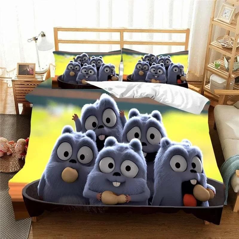 3D G-Grizzy and The Lemmings Bedding Set Duvet Cover Comforter Bed Single Twin Full Queen Youth Kids Girl Boys Gift Bed Sheets US Full 200x230cm