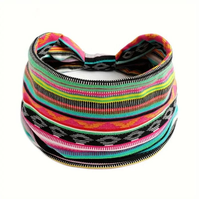 Women's Boho Cotton Printed Headband Sports Band Striped headband A Wide Edge Yoga Headband Soft Hair Band Headdress Bundle Women Girls Hair Band