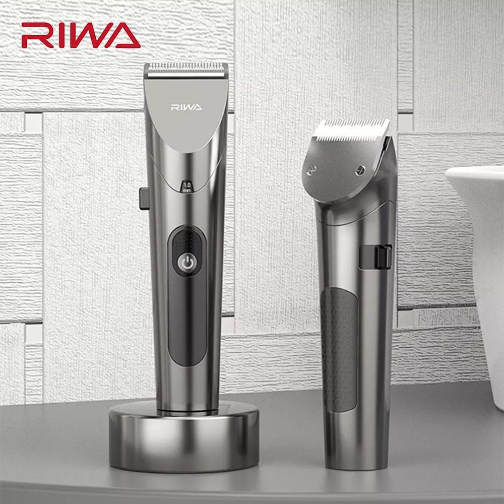 RIWA Professional Hair Trimmer Washable LED Display Rechargeable Electric Hair Cutter Hair Clipper grey