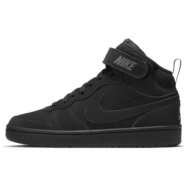 Nike Court Borough Mid 2 GS Triple Black Kids Sneakers CW5867-001 38.5