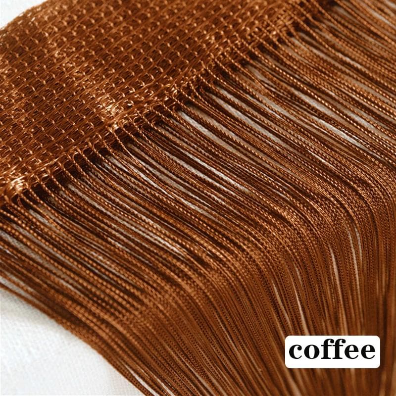 300CM X 300CM Thread Curtains Screen Ribbon String Divider Blind for Living Room Door Wall Window Panel Tassel Curtain 300CM X 300CM coffee