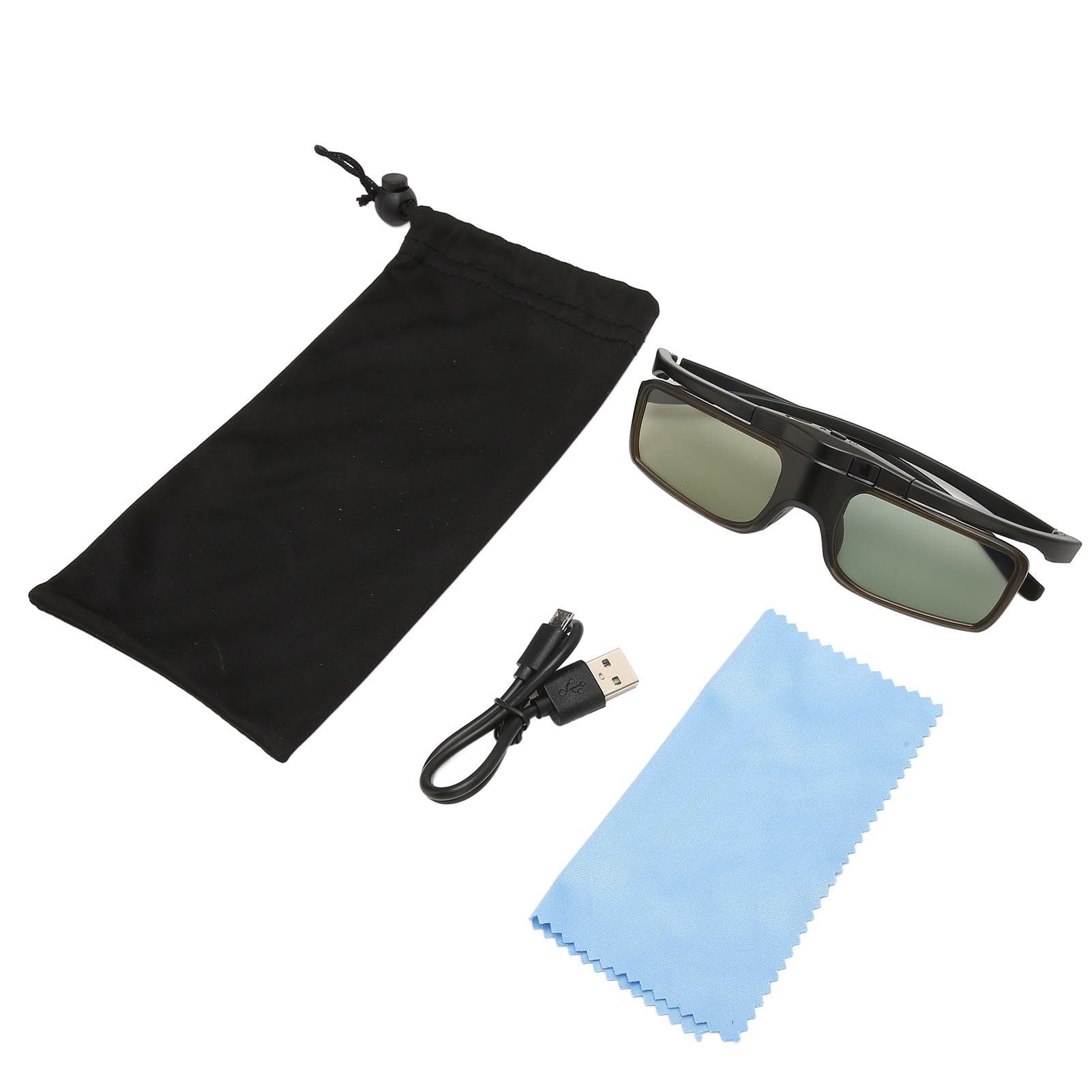 3D Glasses 96‑144HZ High Light Transmittance Rechargeable DLP Link 3D Active Shutter Glasses for 3D
