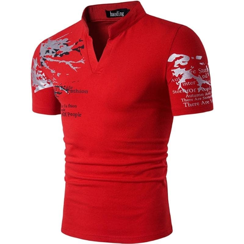 Mens T Shirt Short Sleeve T-shirt Mens Sports Tshirt V-neck Tees Summer Shirts XL red